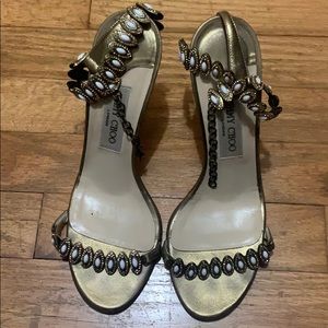 Jimmy choo gold Pearl heels